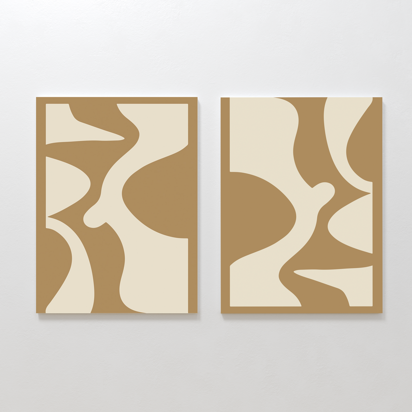 Abstract Brown and Cream Oil Paintings Set for Modern Home Decor