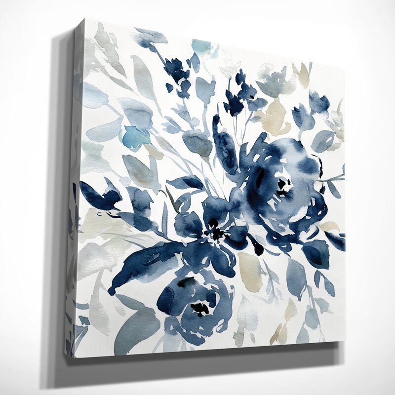 Blue Floral Abstract Oil Painting for Modern Home Decor
