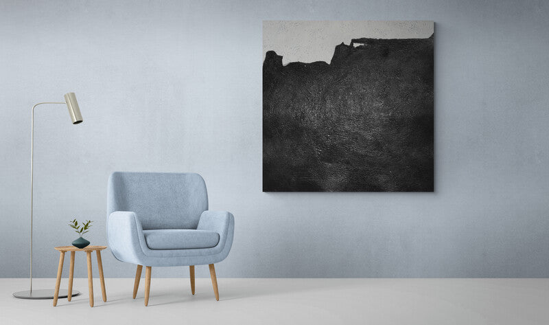 Contemporary Black and White Abstract Oil Painting for Modern Home Decor