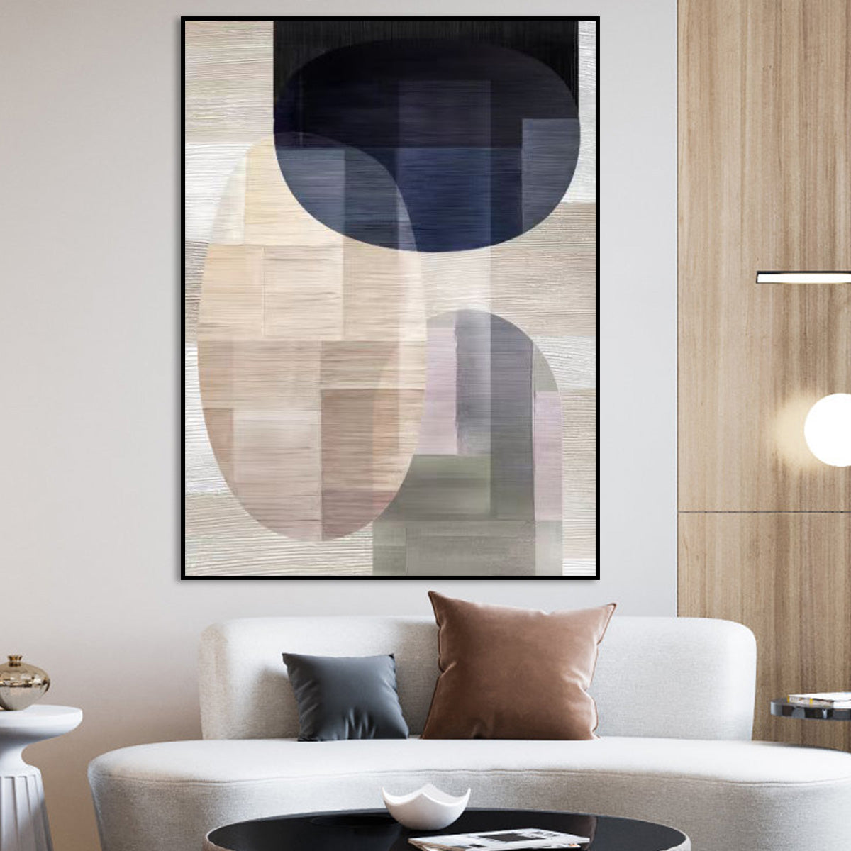 Contemporary Abstract Oil Painting with Elegant Shapes and Subtle Colors for Modern Decor