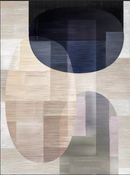 Contemporary Abstract Oil Painting with Elegant Shapes and Subtle Colors for Modern Decor