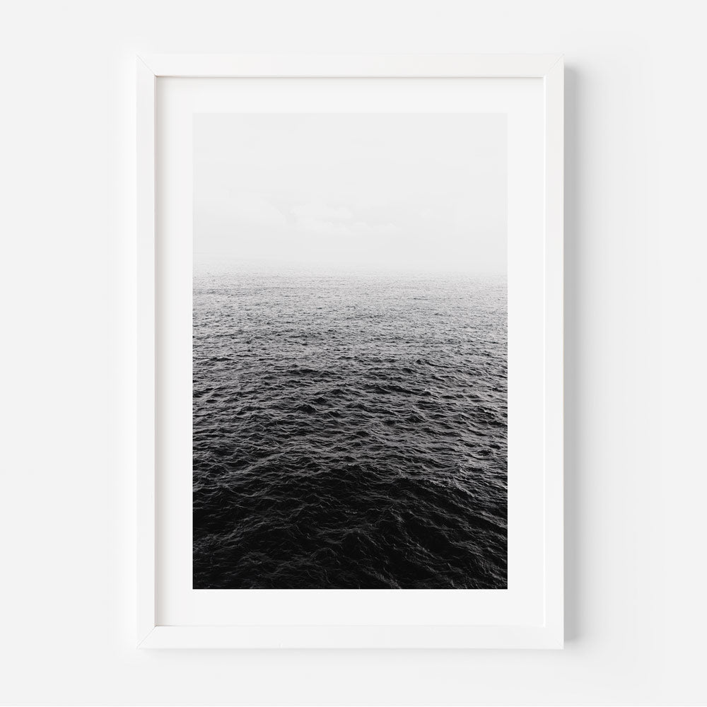 Serene Black and White Ocean Waves Oil Painting for Tranquil Décor