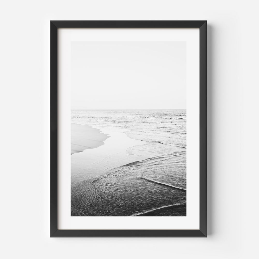 Serene Black and White Newport Beach Coastal Oil Painting