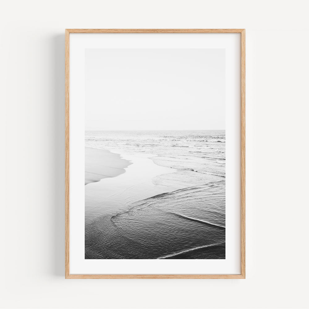 Serene Black and White Newport Beach Coastal Oil Painting