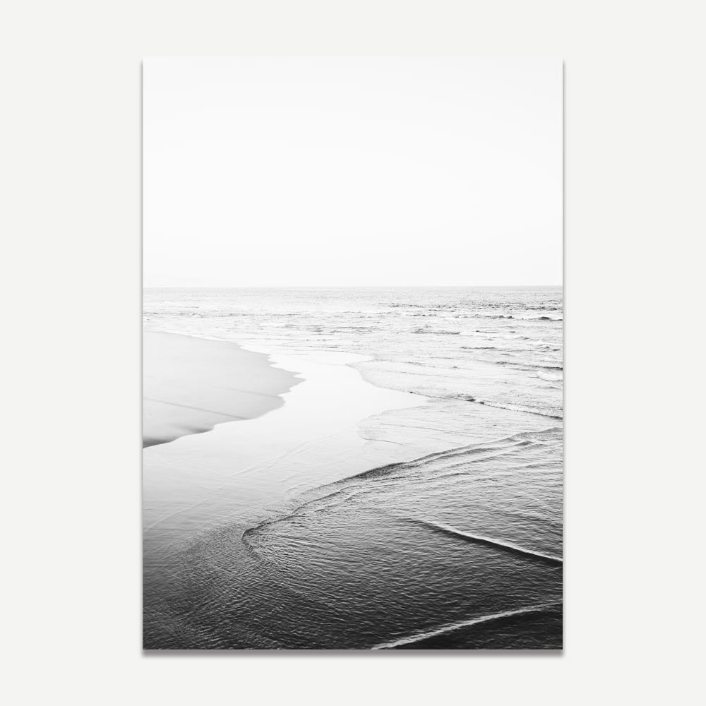 Serene Black and White Newport Beach Coastal Oil Painting