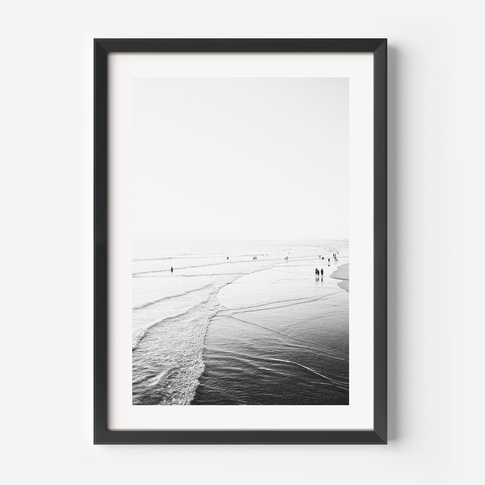 Serene Black and White Newport Beach Landscape Painting