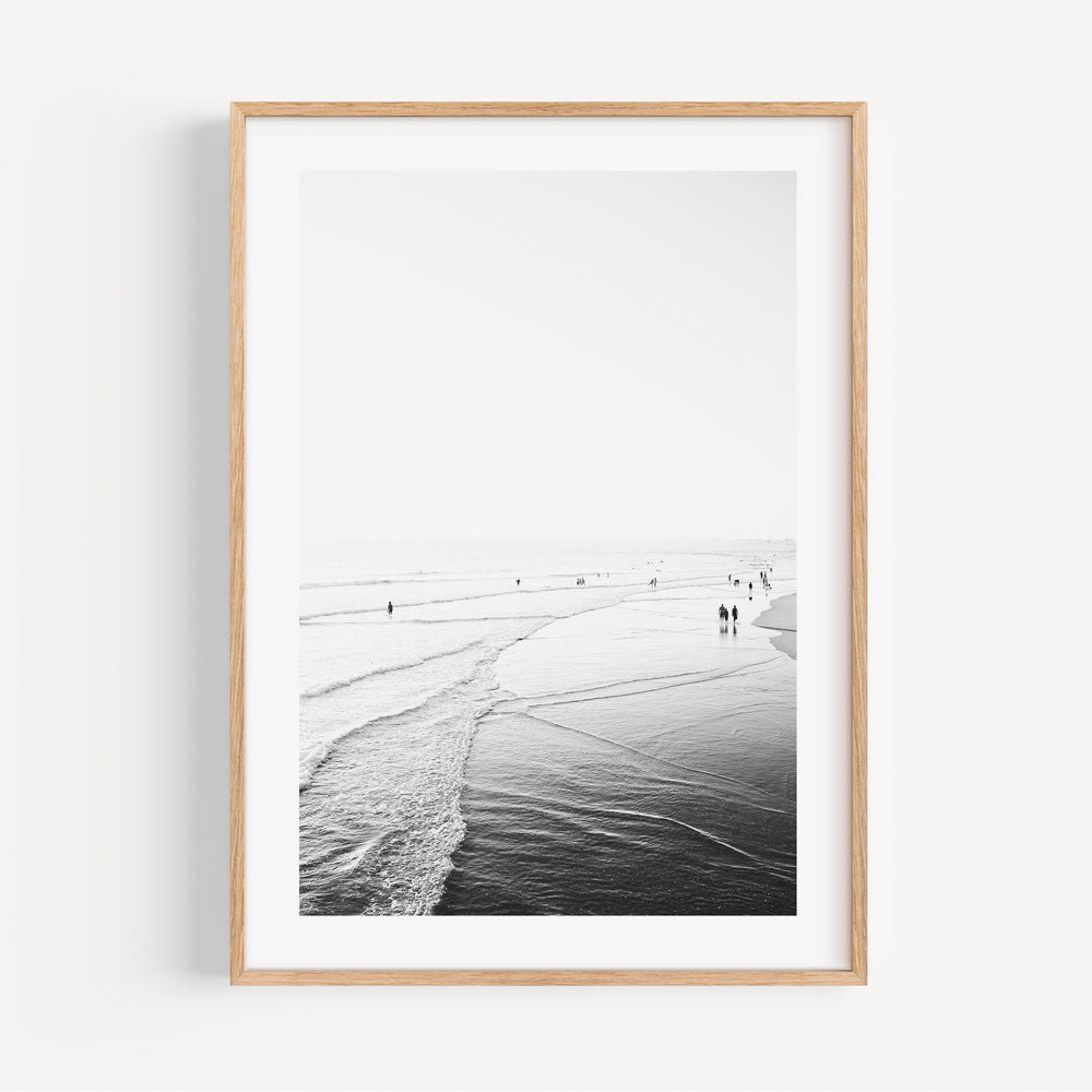 Serene Black and White Newport Beach Landscape Painting