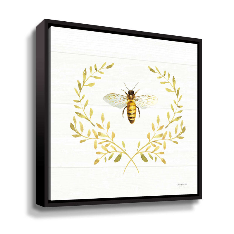 Elegant Bee and Floral Wreath Oil Painting for Home Decor