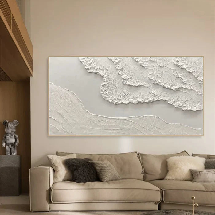 Elegant Beige Textured Oil Painting for Modern Minimalist Home Decor