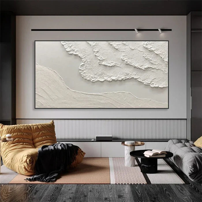 Elegant Beige Textured Oil Painting for Modern Minimalist Home Decor