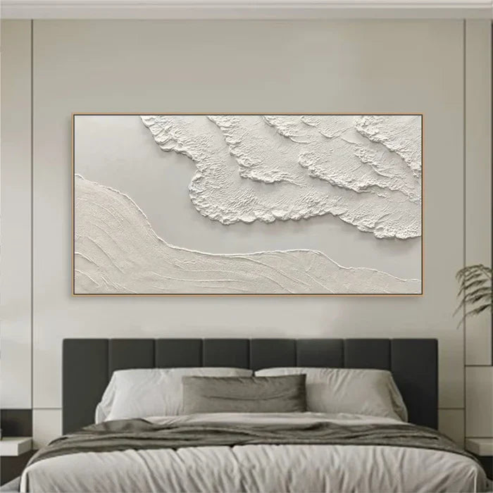 Elegant Beige Textured Oil Painting for Modern Minimalist Home Decor