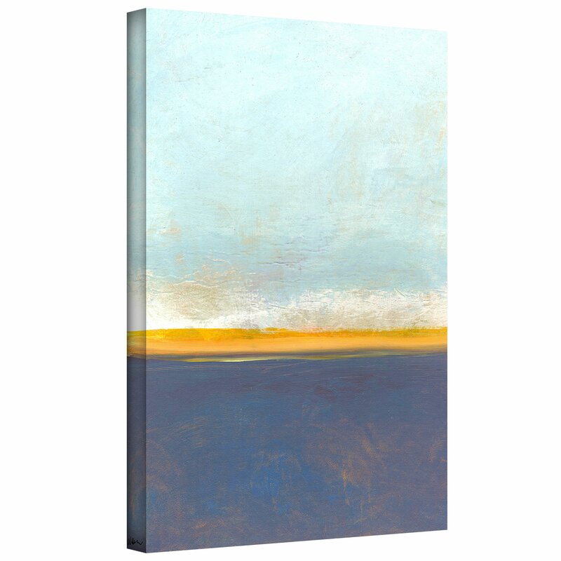 Stunning Abstract Oil Painting of Open Sky and Golden Horizon on Canvas