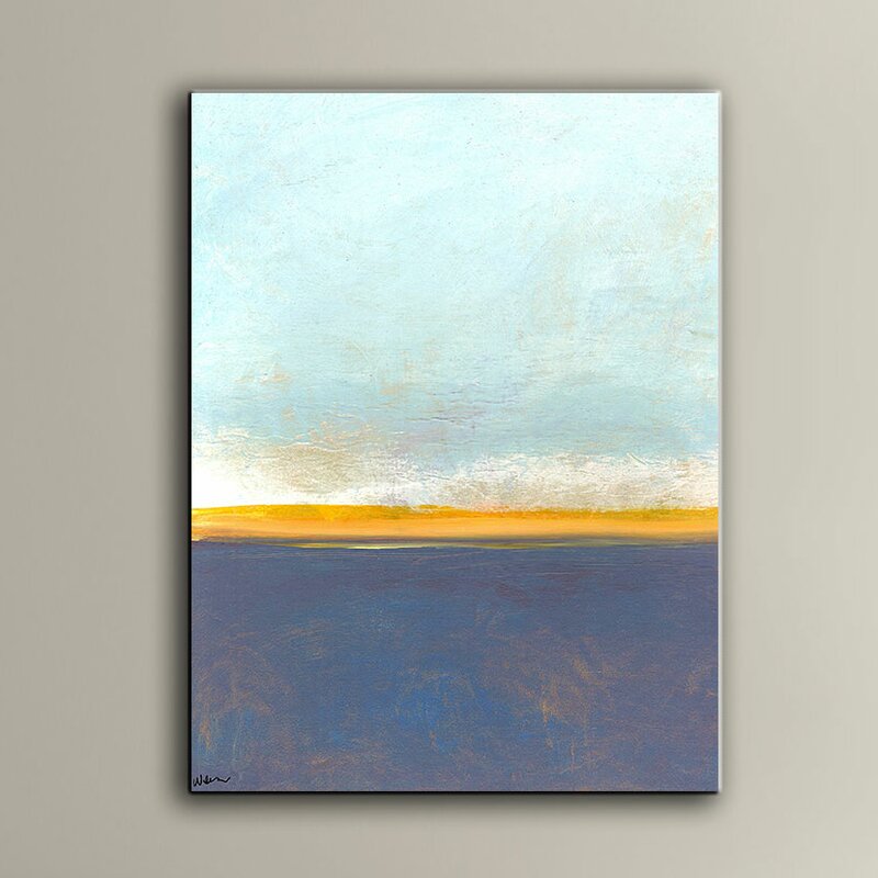 Stunning Abstract Oil Painting of Open Sky and Golden Horizon on Canvas