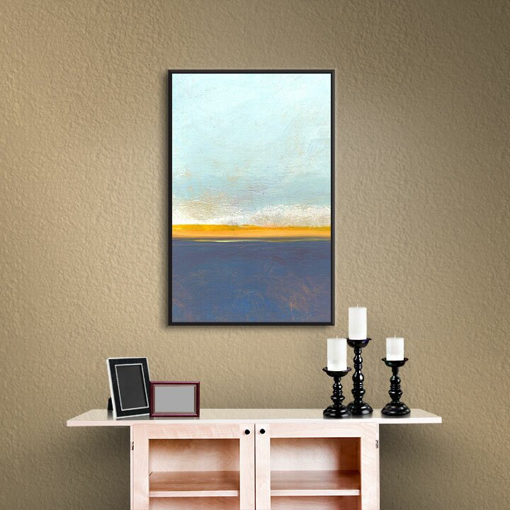 Stunning Abstract Oil Painting of Open Sky and Golden Horizon on Canvas