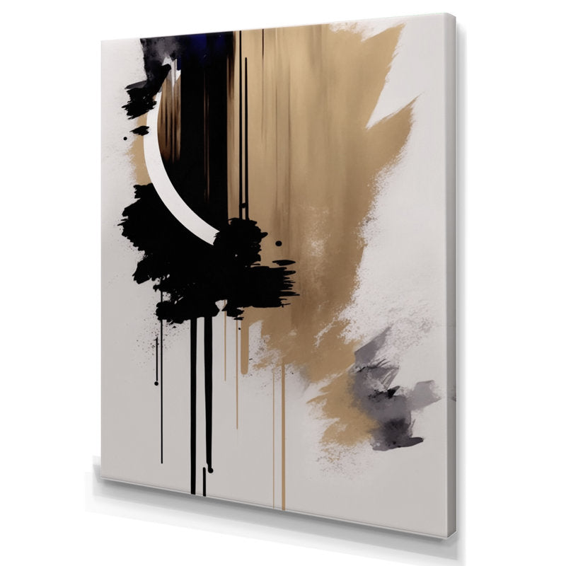 Abstract Black and Gold Oil Painting for Modern Home Decor