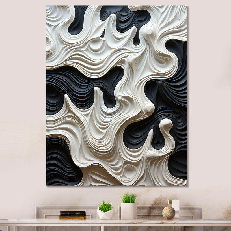 Dynamic Black and White Optical Art with Flowing Abstract Patterns