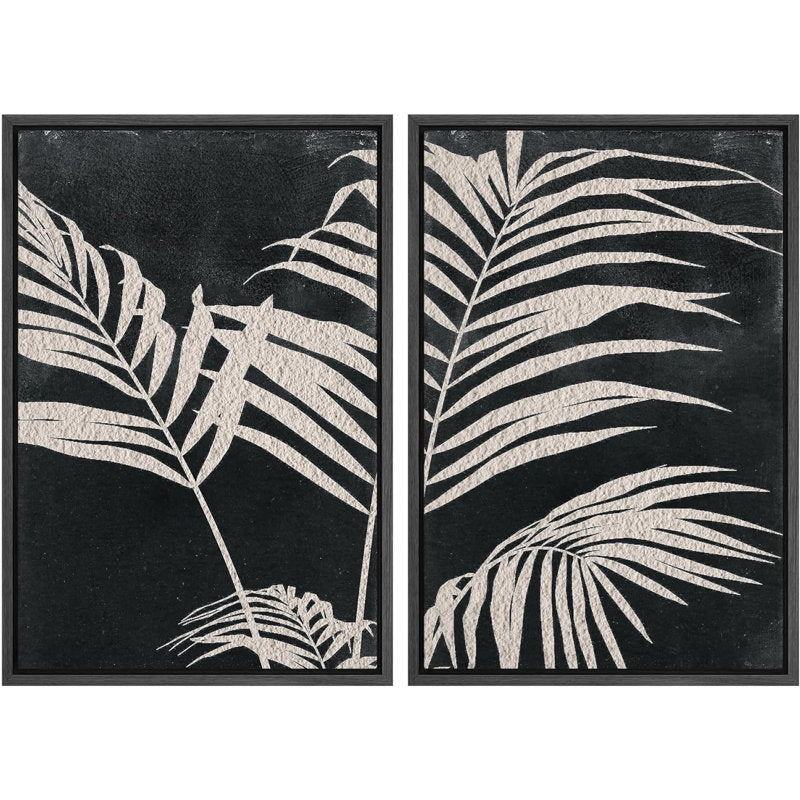 Minimalist Black and White Palm Leaf Art Set for Neutral Home Decor Wall Aesthetics