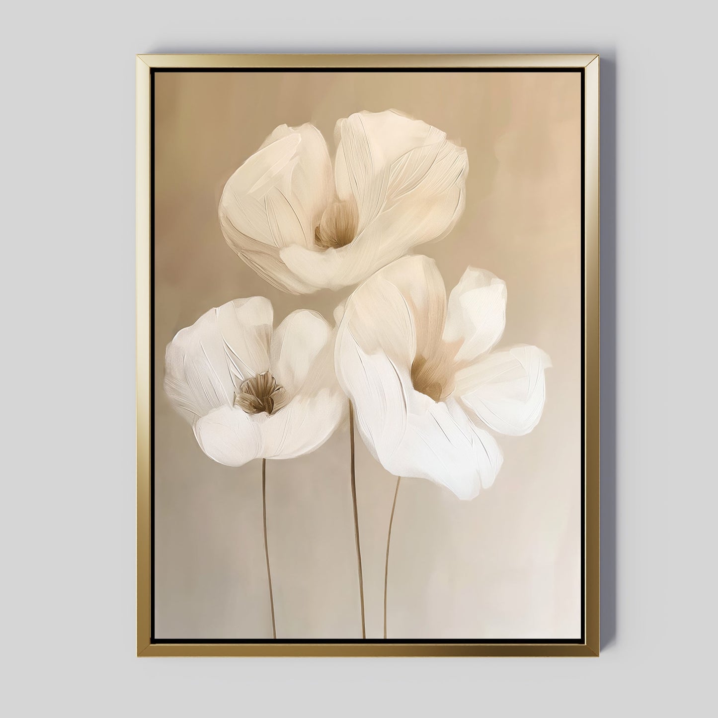 Elegant White Floral Abstract Oil Painting for Modern Home Décor