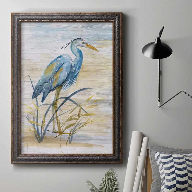 Elegant Blue Heron Oil Painting - Coastal Wildlife Art for Home Decor