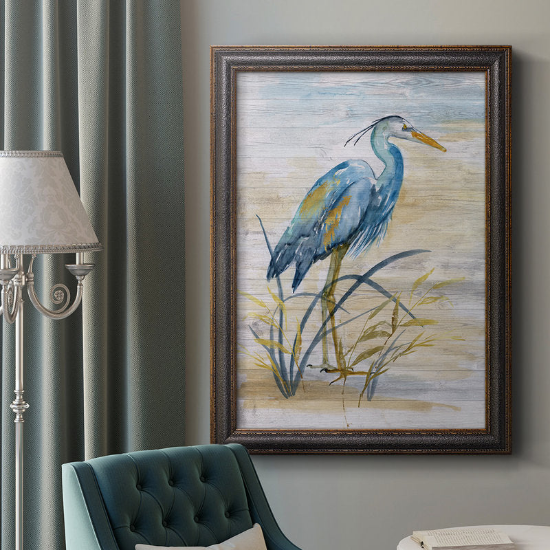 Elegant Blue Heron Oil Painting - Coastal Wildlife Art for Home Decor