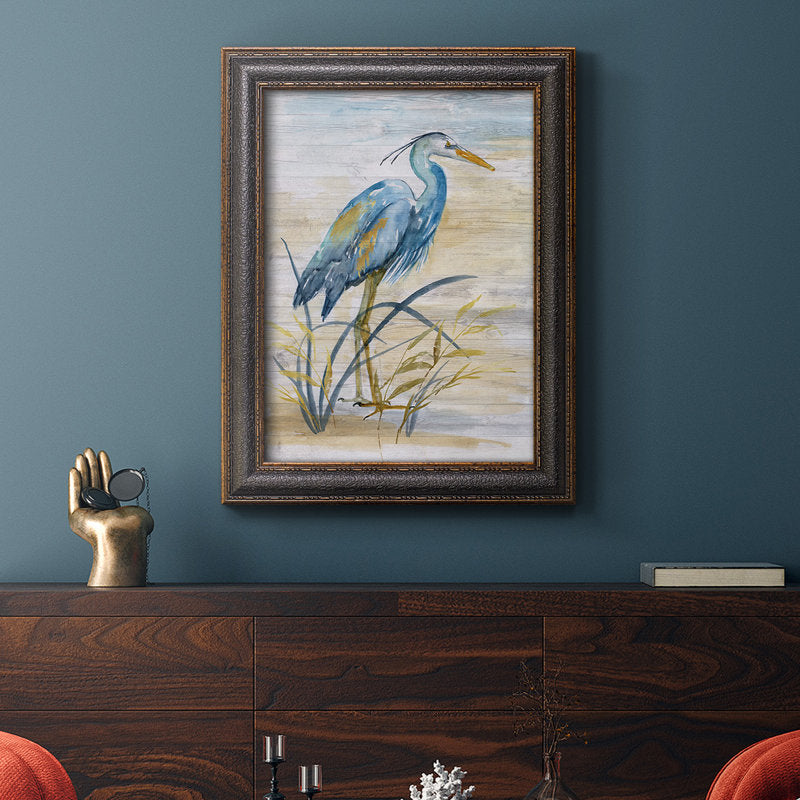 Elegant Blue Heron Oil Painting - Coastal Wildlife Art for Home Decor