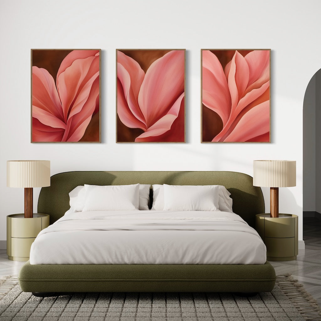 Elegant Blush Floral Triptych Canvas Art for Home Decor