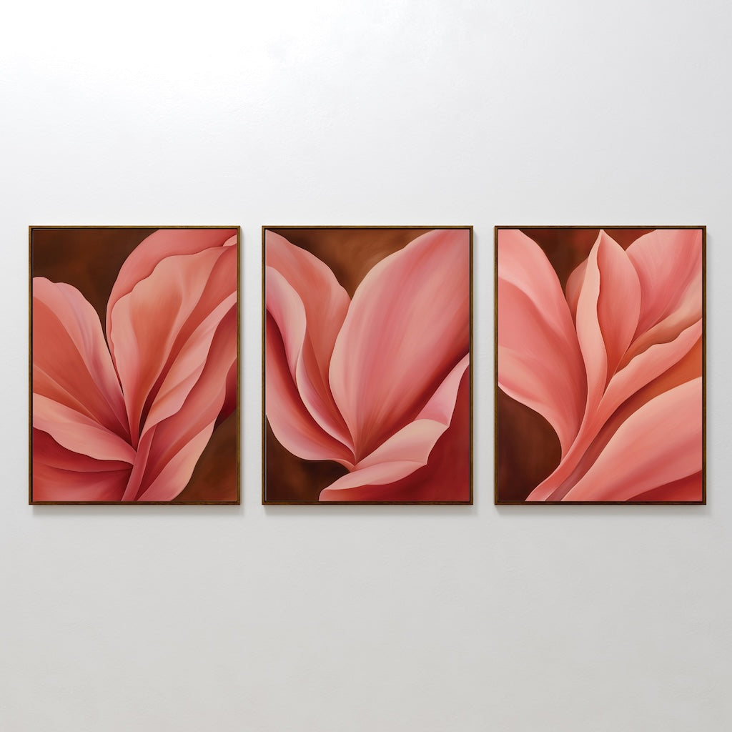 Elegant Blush Floral Triptych Canvas Art for Home Decor