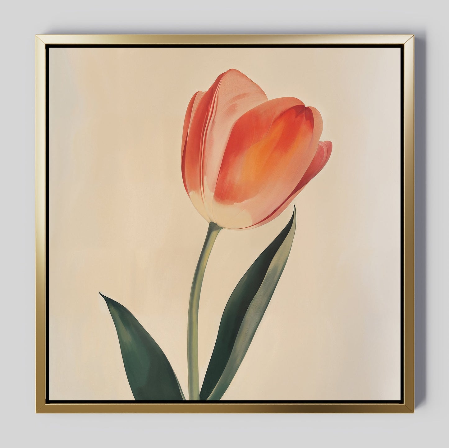 Elegant Blush Tulip Oil Painting | Floral Canvas Wall Art for Home Décor