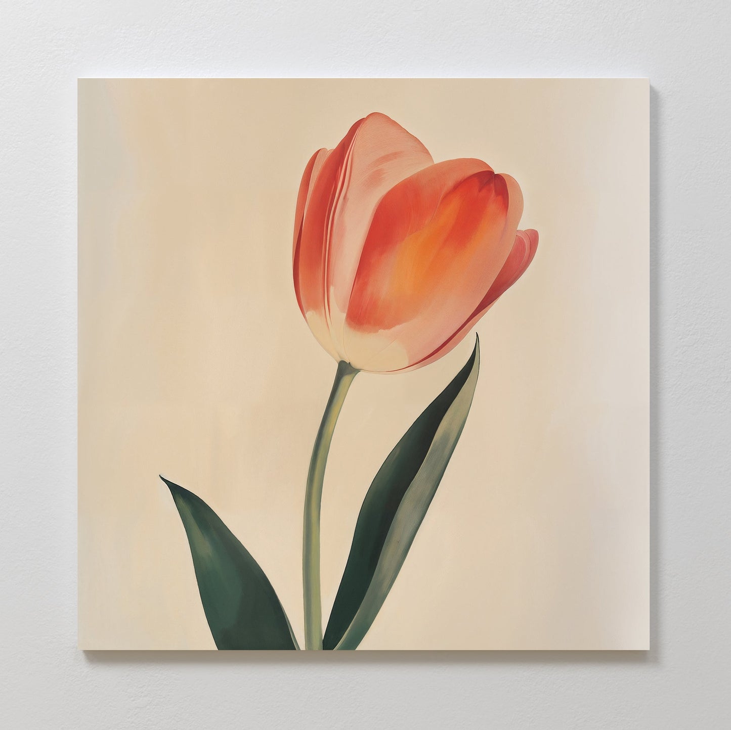 Elegant Blush Tulip Oil Painting | Floral Canvas Wall Art for Home Décor