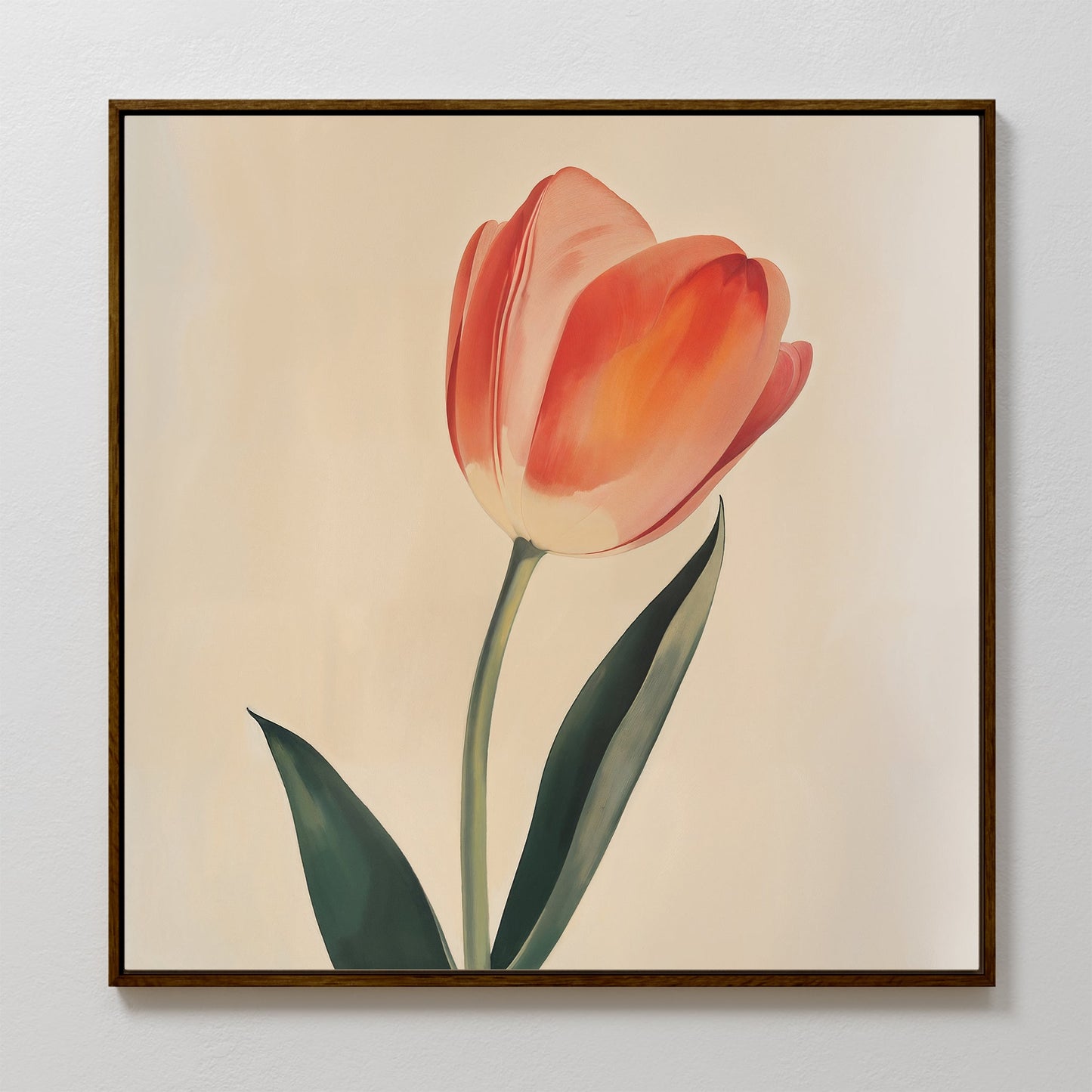 Elegant Blush Tulip Oil Painting | Floral Canvas Wall Art for Home Décor