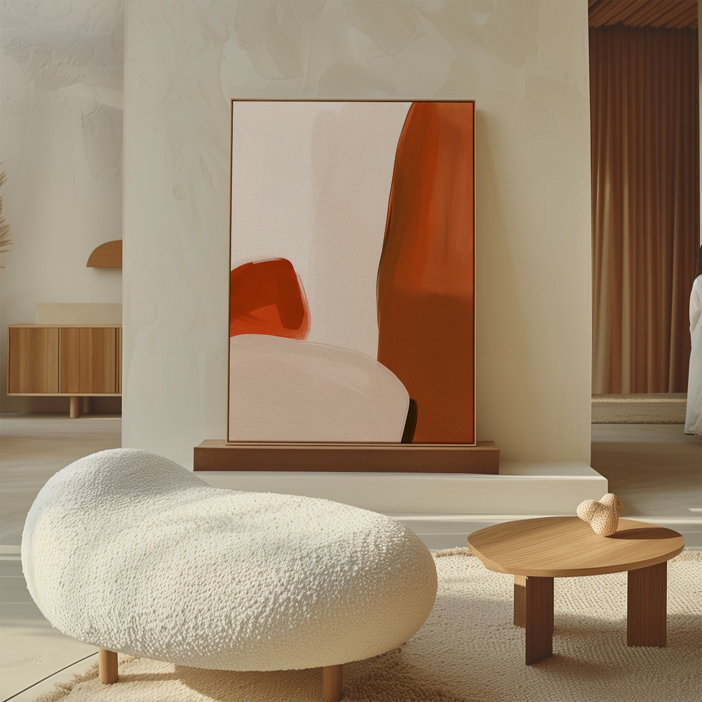 Contemporary Abstract Oil Painting with Bold Brushstrokes and Warm Tones