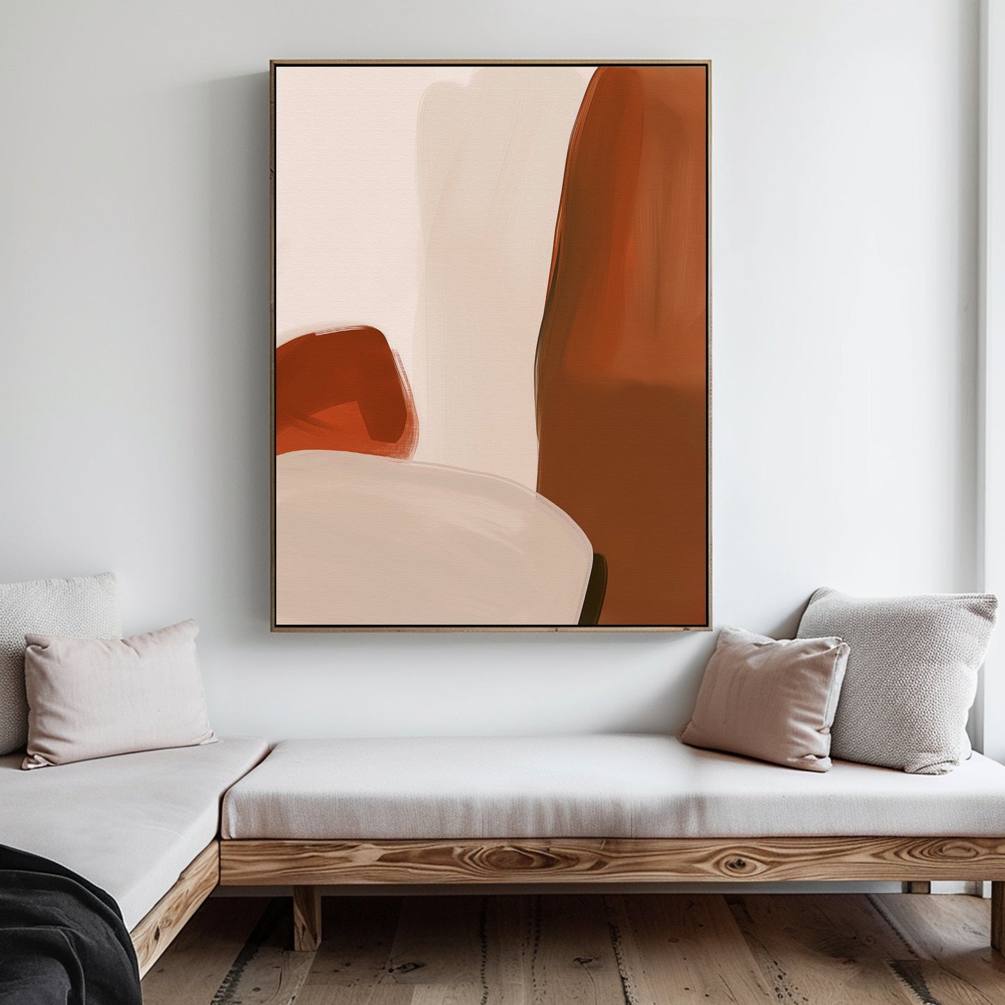 Contemporary Abstract Oil Painting with Bold Brushstrokes and Warm Tones