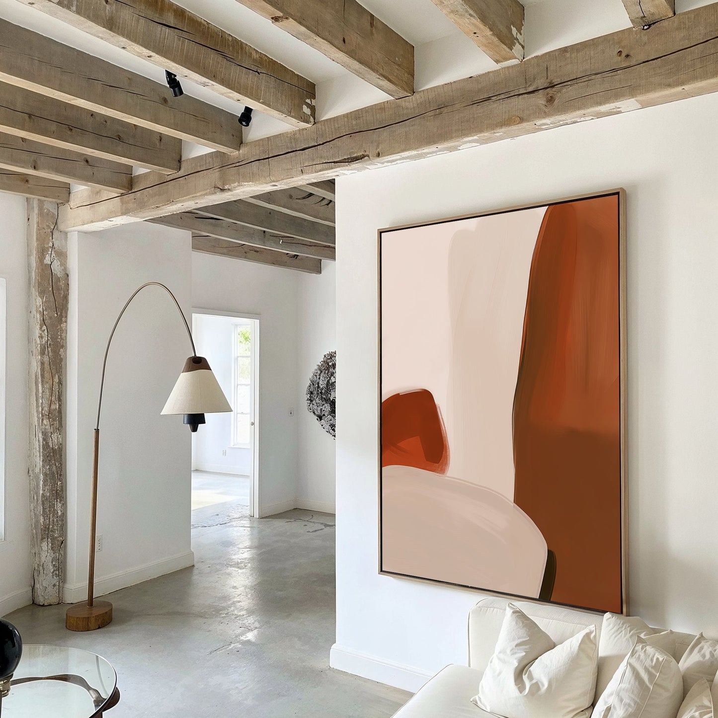 Contemporary Abstract Oil Painting with Bold Brushstrokes and Warm Tones
