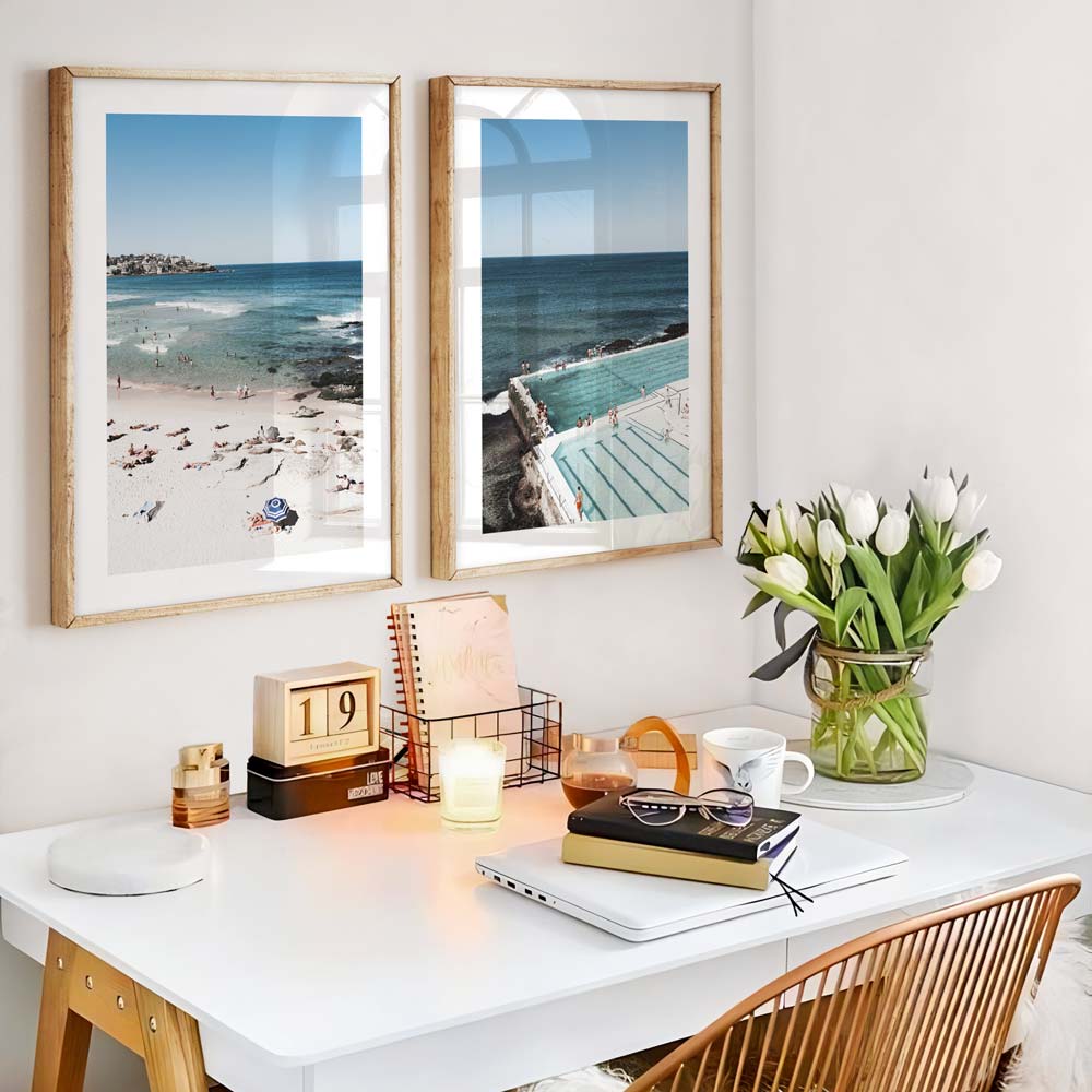 Sunny Bondi Beach Scene with Bathers and Ocean Waves