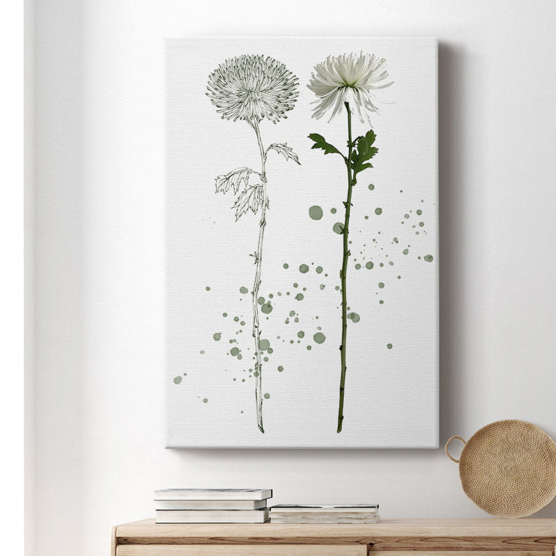 Elegant Floral Oil Painting with Green Accents for Modern Home Decor