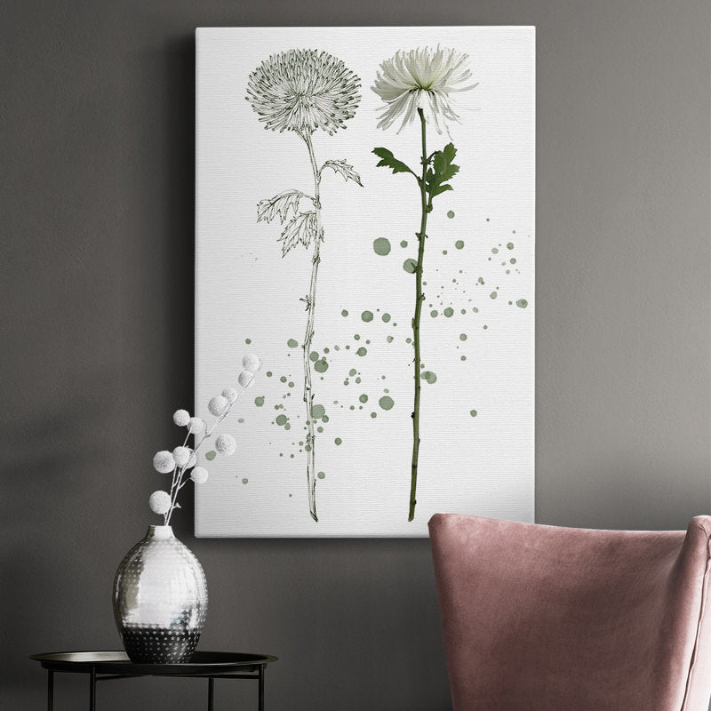 Elegant Floral Oil Painting with Green Accents for Modern Home Decor