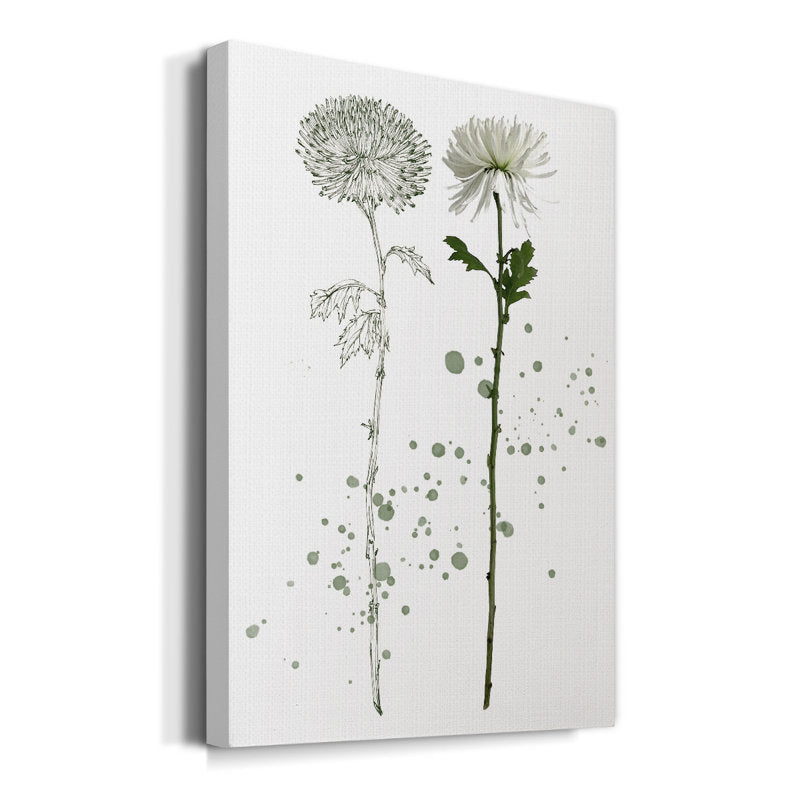 Elegant Floral Oil Painting with Green Accents for Modern Home Decor
