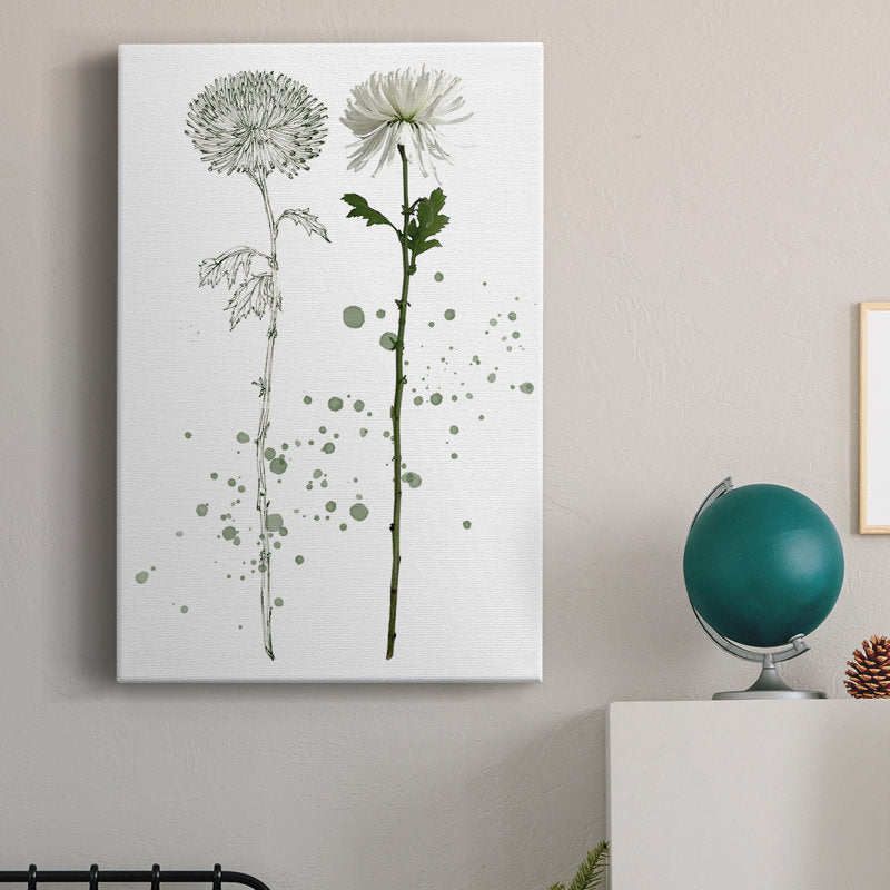Elegant Floral Oil Painting with Green Accents for Modern Home Decor