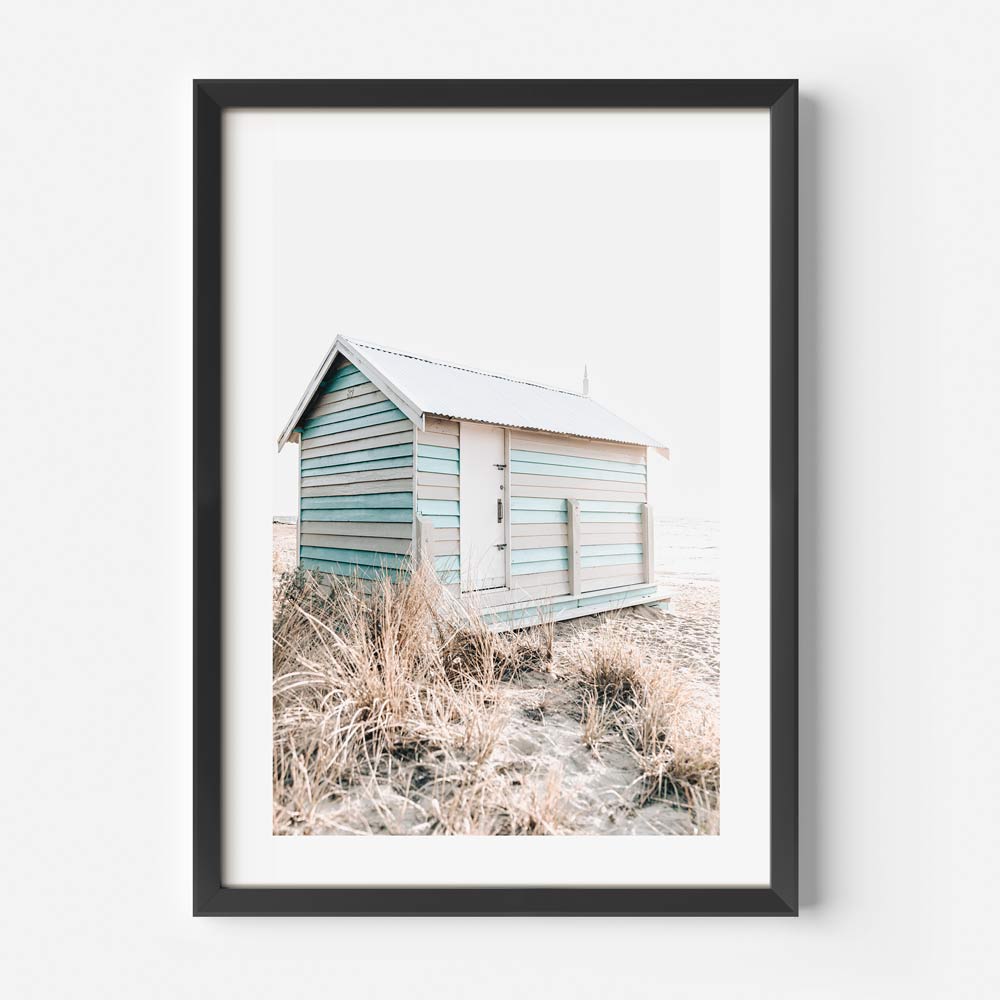 Coastal Serenity: Charming Beach Hut at Brighton Beach Oil Painting