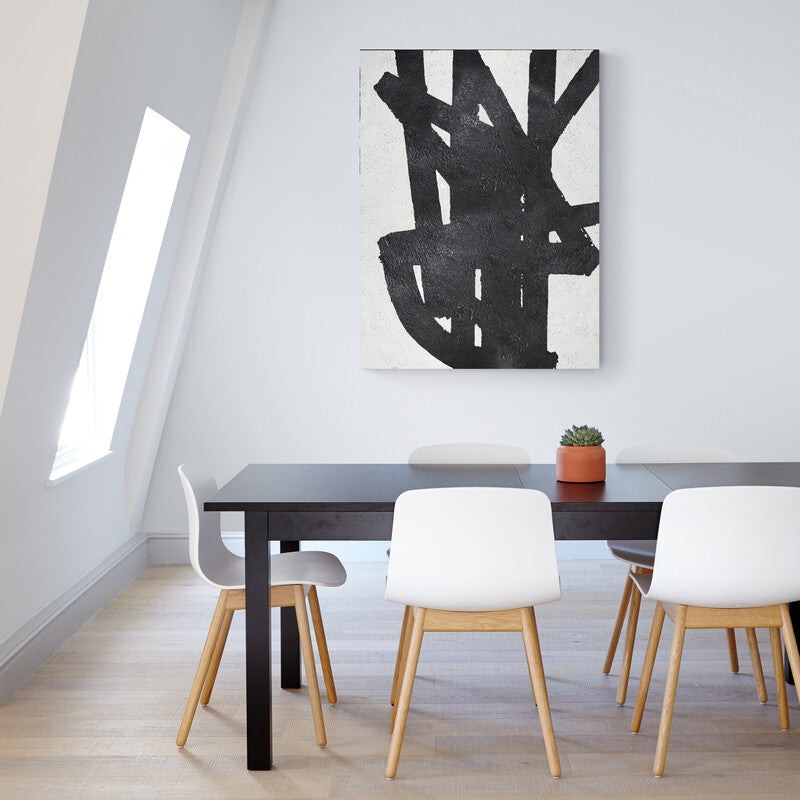 Abstract Black and White Oil Painting - Modern Wall Art for Elegant Interiors