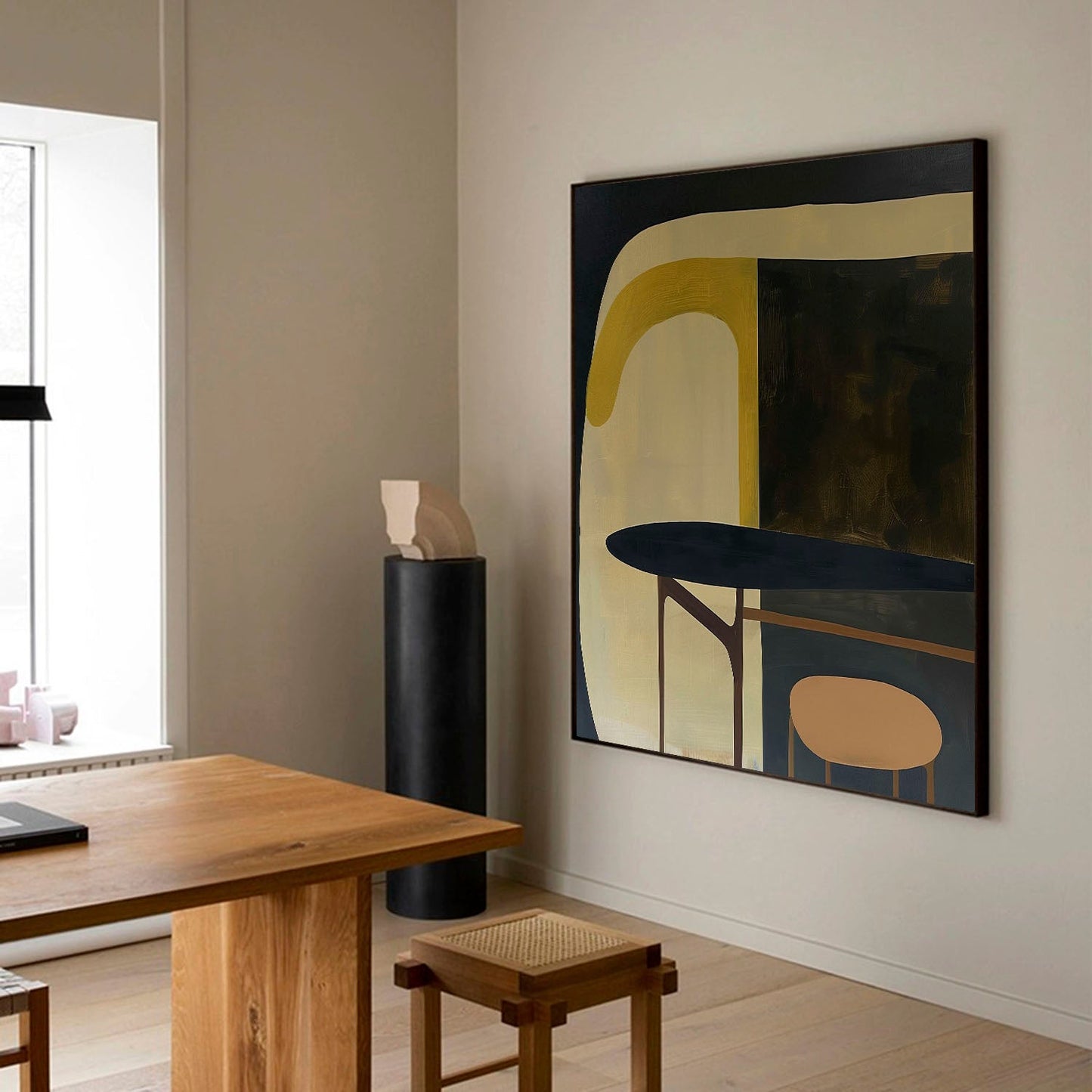 Contemporary Vintage Abstract Oil Painting for Modern Home Decor