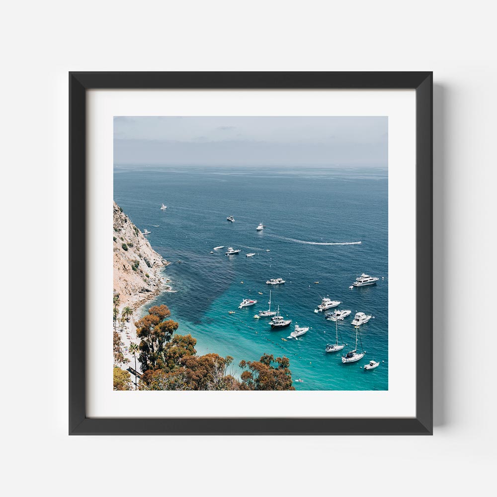 Serene Coastal View with Yachts and Turquoise Waters in Oil Painting