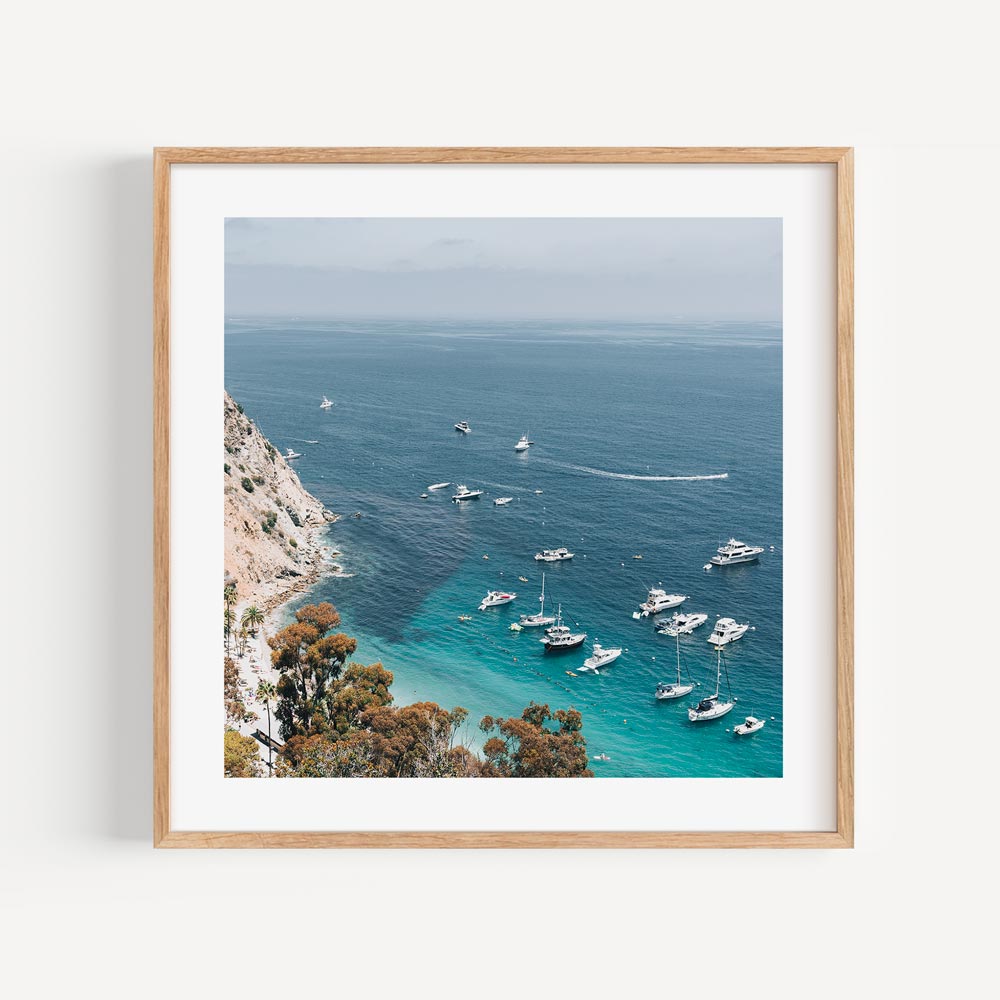 Serene Coastal View with Yachts and Turquoise Waters in Oil Painting