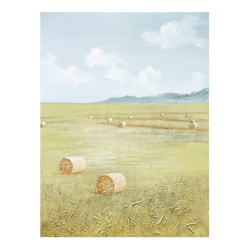 Hay Bales European Fields Meadow Oil Painting 114HB