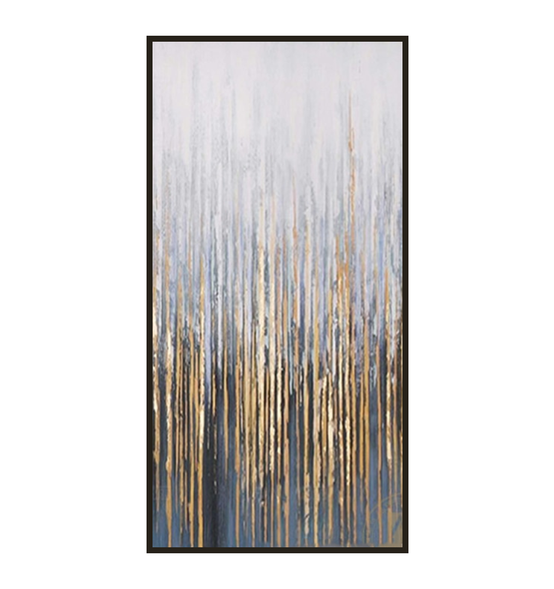 Contemporary Cityscape Oil Painting with Elegant Gold Accents and Modern Abstract Design