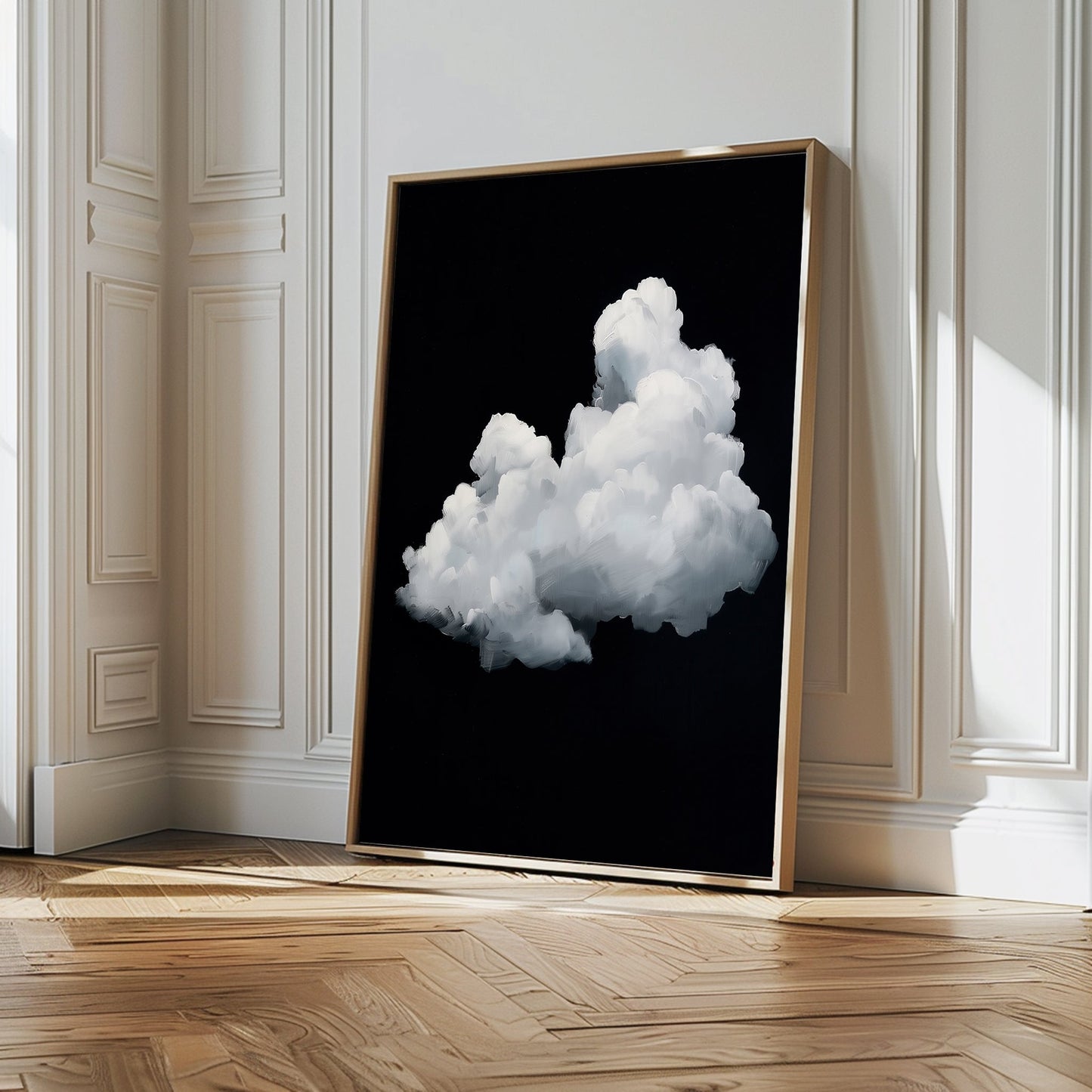 Abstract Cloud Art on Black Canvas - Modern Wall Decor for Home and Office