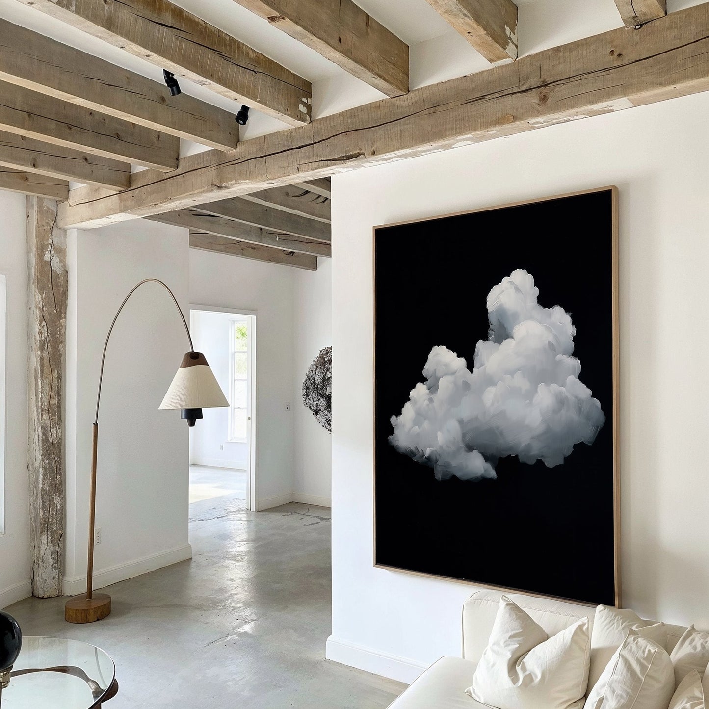 Abstract Cloud Art on Black Canvas - Modern Wall Decor for Home and Office