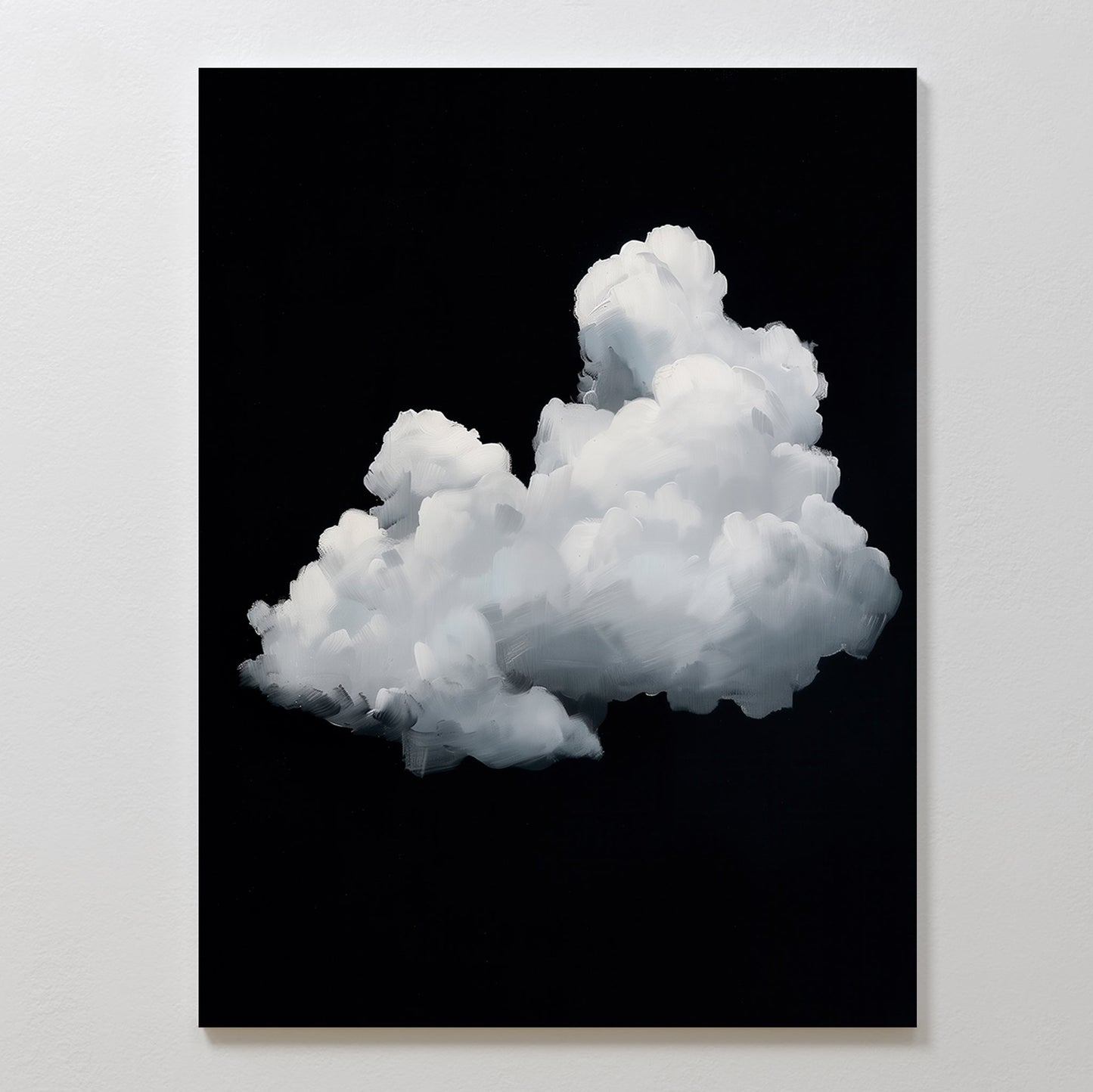 Abstract Cloud Art on Black Canvas - Modern Wall Decor for Home and Office