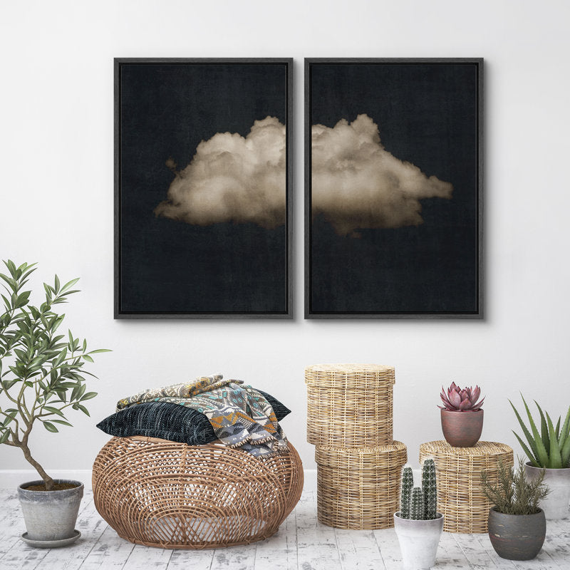 Abstract Black Clouds Art Set - Modern Minimalist Wall Decor for Any Space