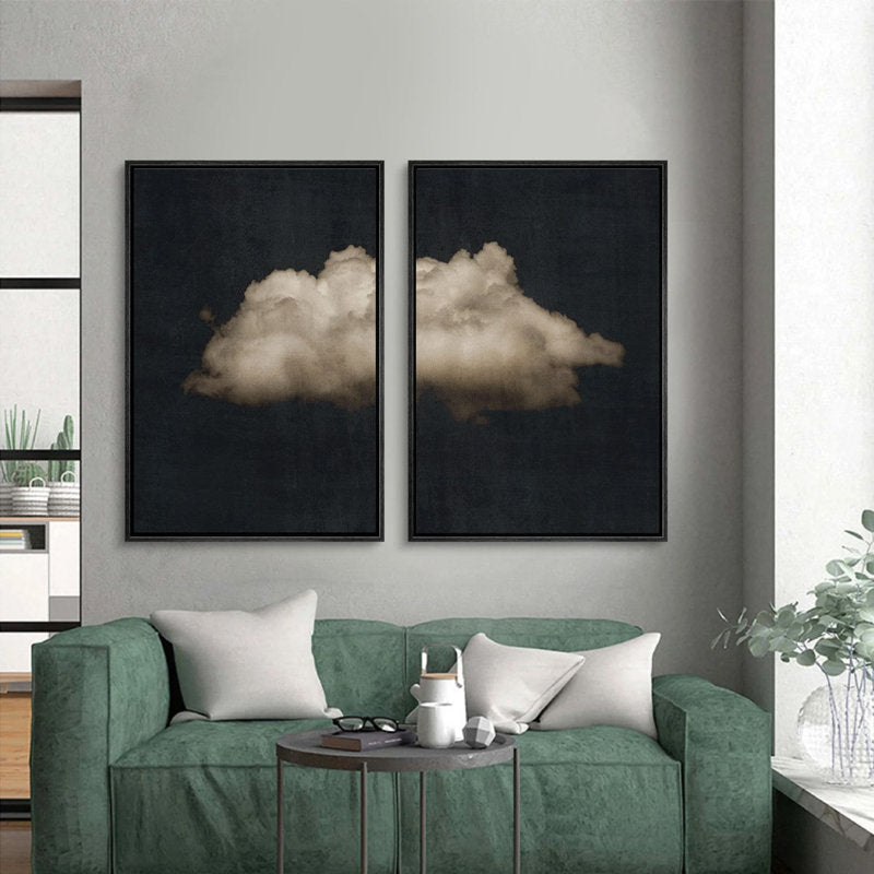 Abstract Black Clouds Art Set - Modern Minimalist Wall Decor for Any Space